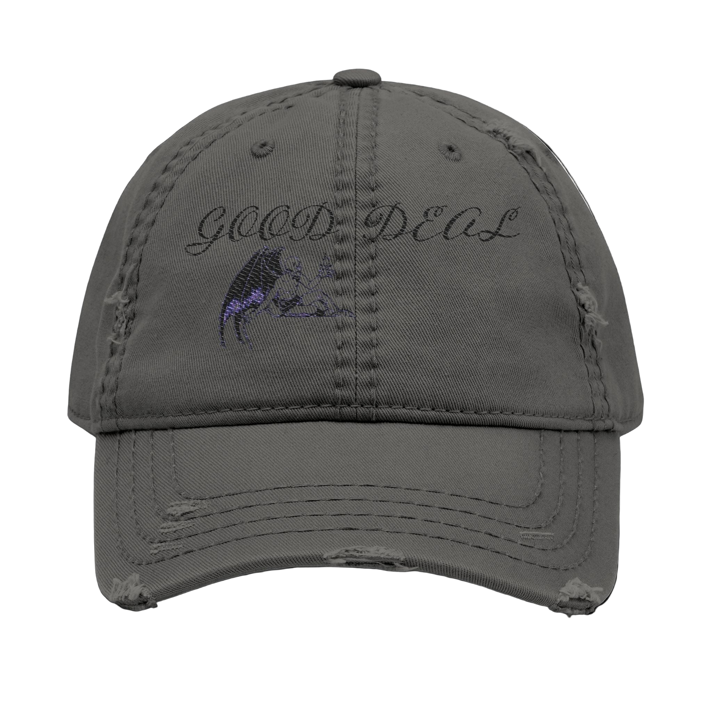 "GOOD" DEAL? Distressed Embroidered Hat