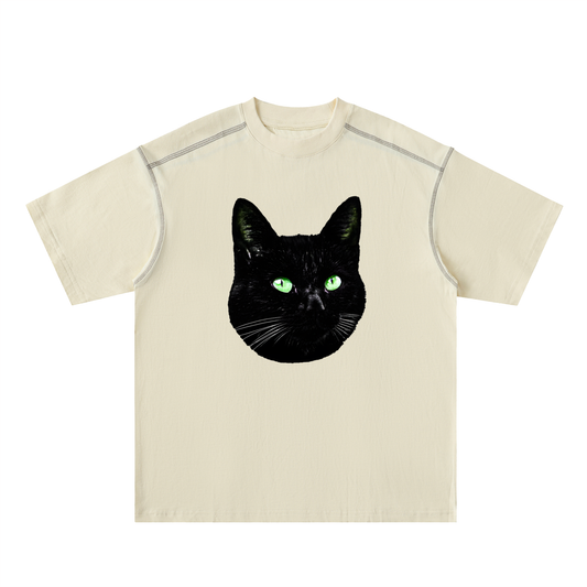 "MR. MOODY" Oversized Contrast-Stitched Tee