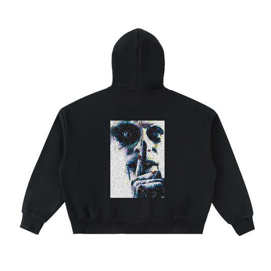 "OMERTA" Fleeced Full-Zip Hoodie
