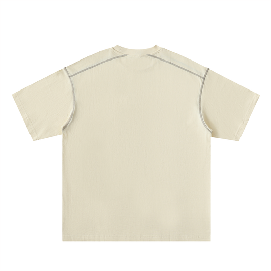 "MR. MOODY" Oversized Contrast-Stitched Tee