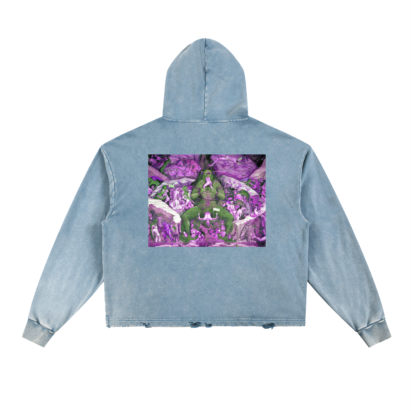 "Boschin' Around" Vintage Washed Frayed-Hem Hoodie